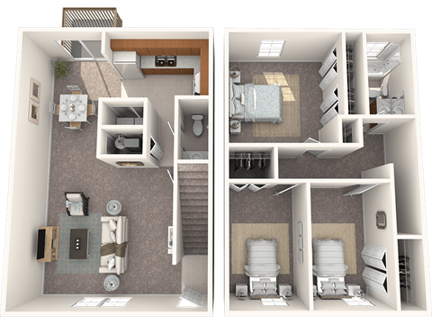 Floor plan for 3 beds, 1.5 baths, 1112 sqft